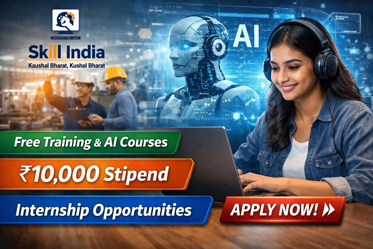 Skill India 2026 Update: Free Training, AI Courses, ₹10,000 Stipend & Internship Opportunities (Apply Now)
