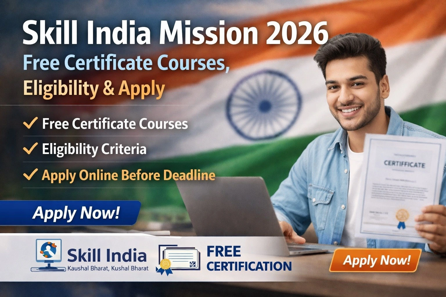 Skill India Mission 2026: Free Certificate Courses, Eligibility & Apply Online Before Deadline
