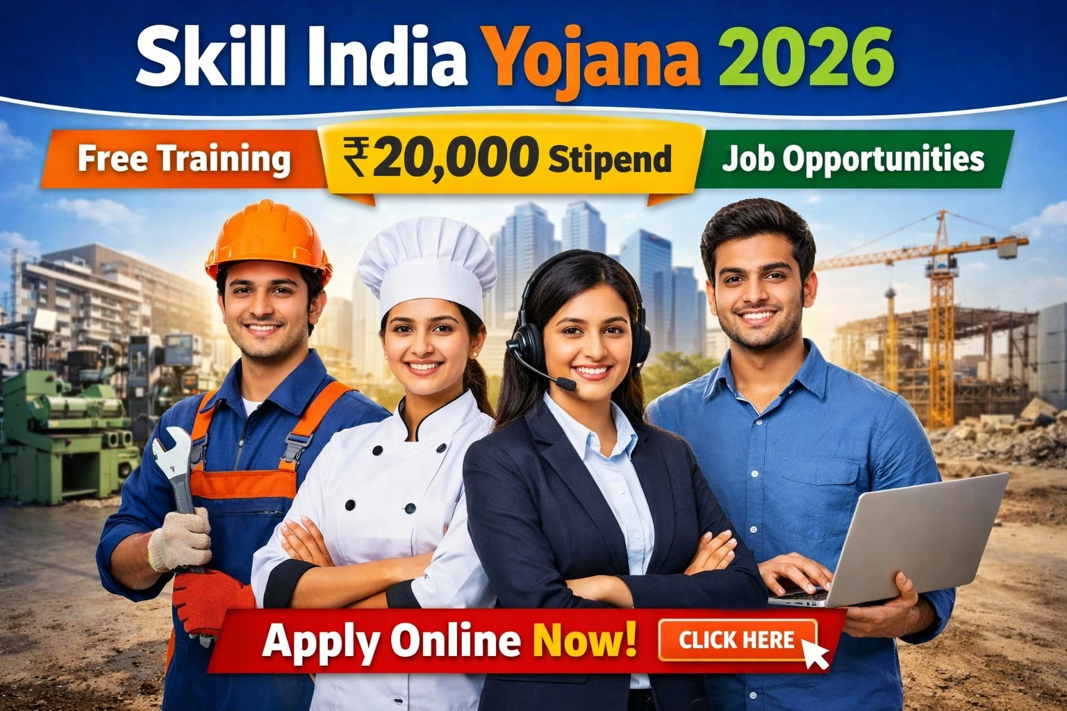 Skill India Yojana 2026: Free Training, ₹20,000 Stipend & Job Opportunities (Apply Online Now)