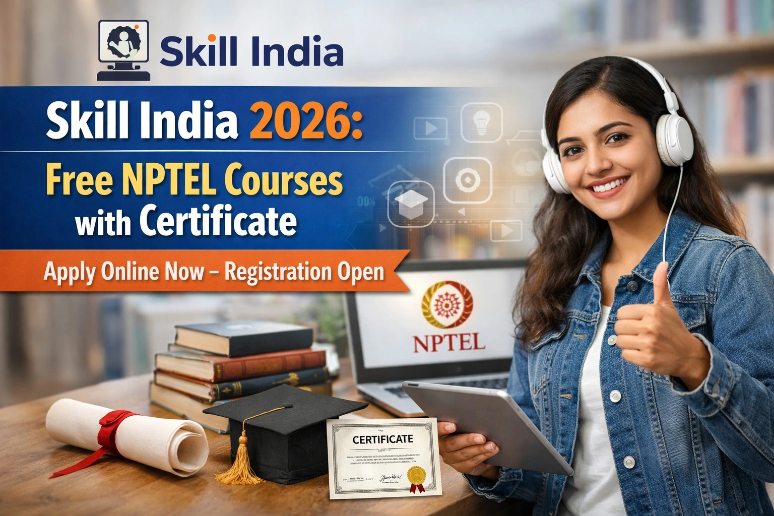 Skill India 2026: Free NPTEL Courses with Certificate (Apply Online Now – Registration Open)