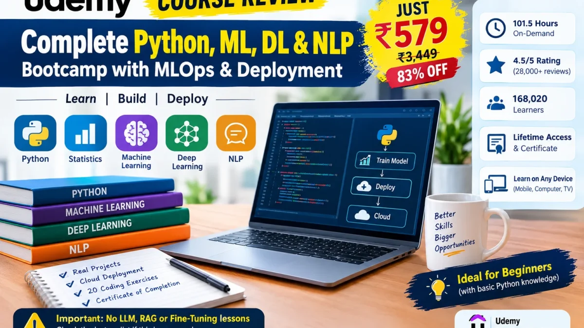 Complete Data Science, Machine Learning, DL, NLP Bootcamp (Udemy)
